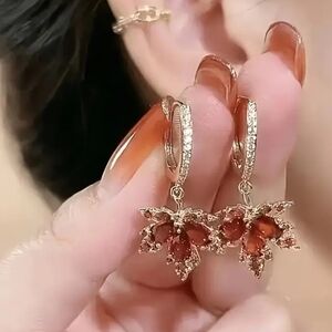 White House Black Market Maple Leaf Gold Dangle Earrings